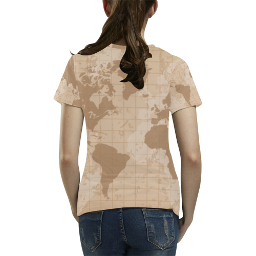 World Map Suriname Flag All Over Print T-Shirt for Women (USA Size) (Model T40)