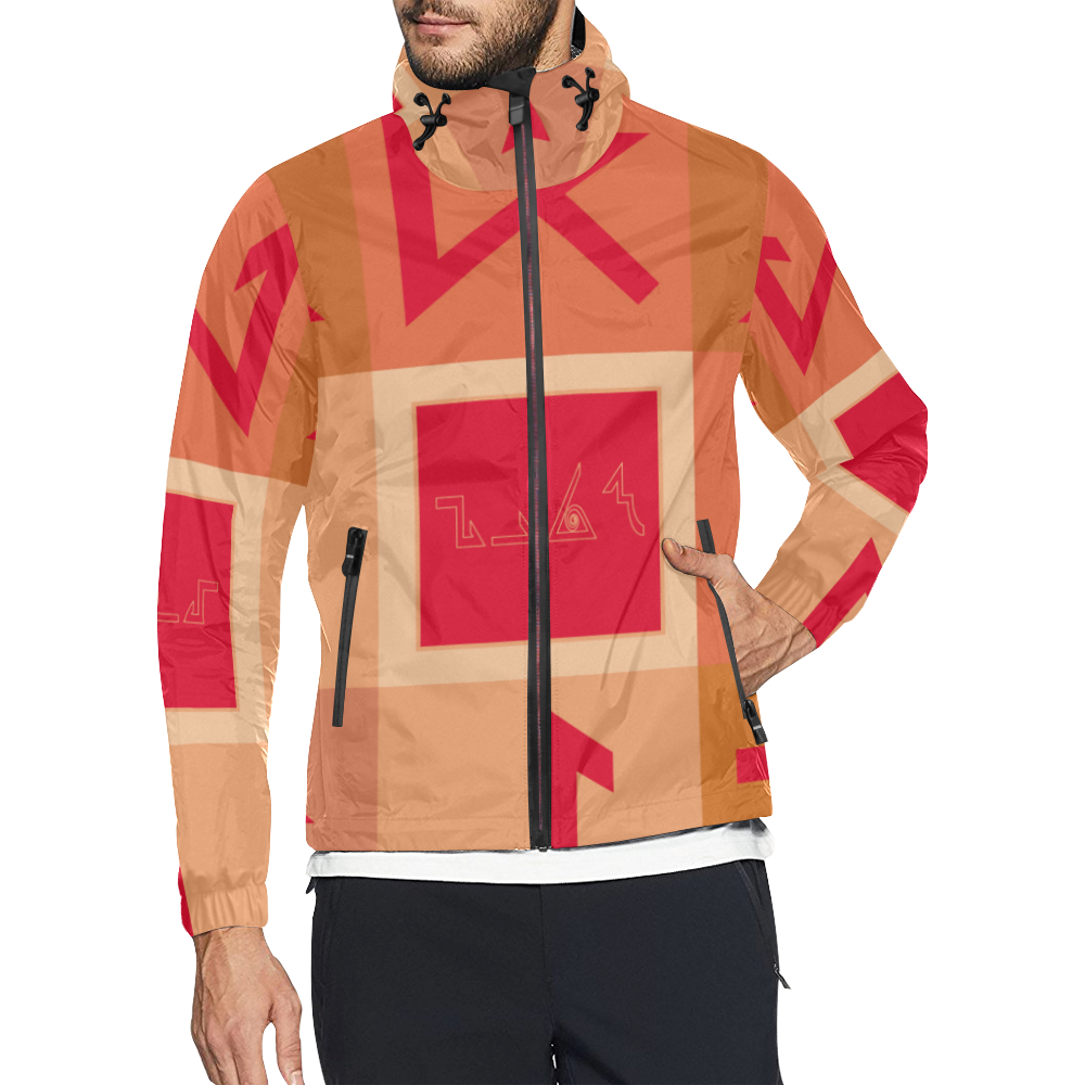 Patern 35 Red And Brown Unisex All Over Print Windbreaker (Model H23)