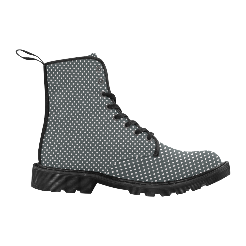 Silver polka dots Martin Boots for Women (Black) (Model 1203H)
