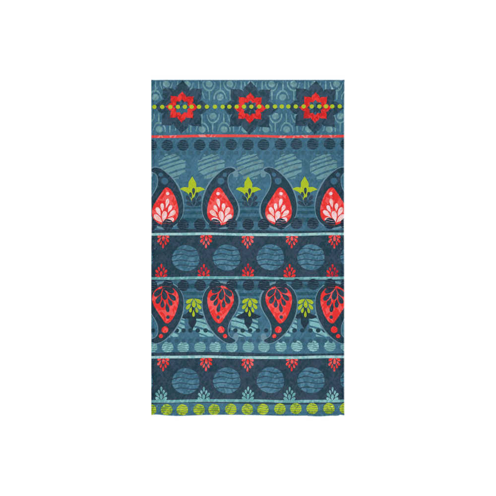 Ethnic Bohemian Blue, Green and Coral Custom Towel 16"x28"