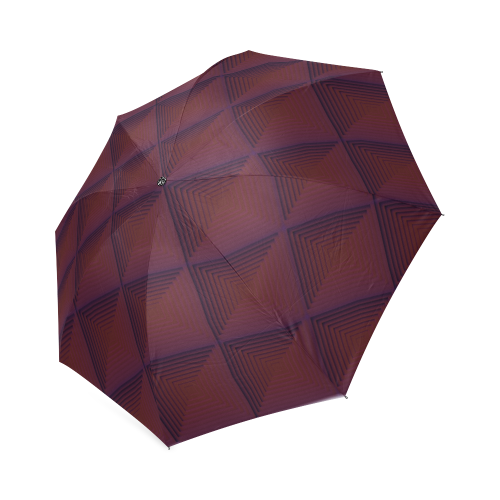 Copper brown multicolored multiple squares Foldable Umbrella (Model U01)