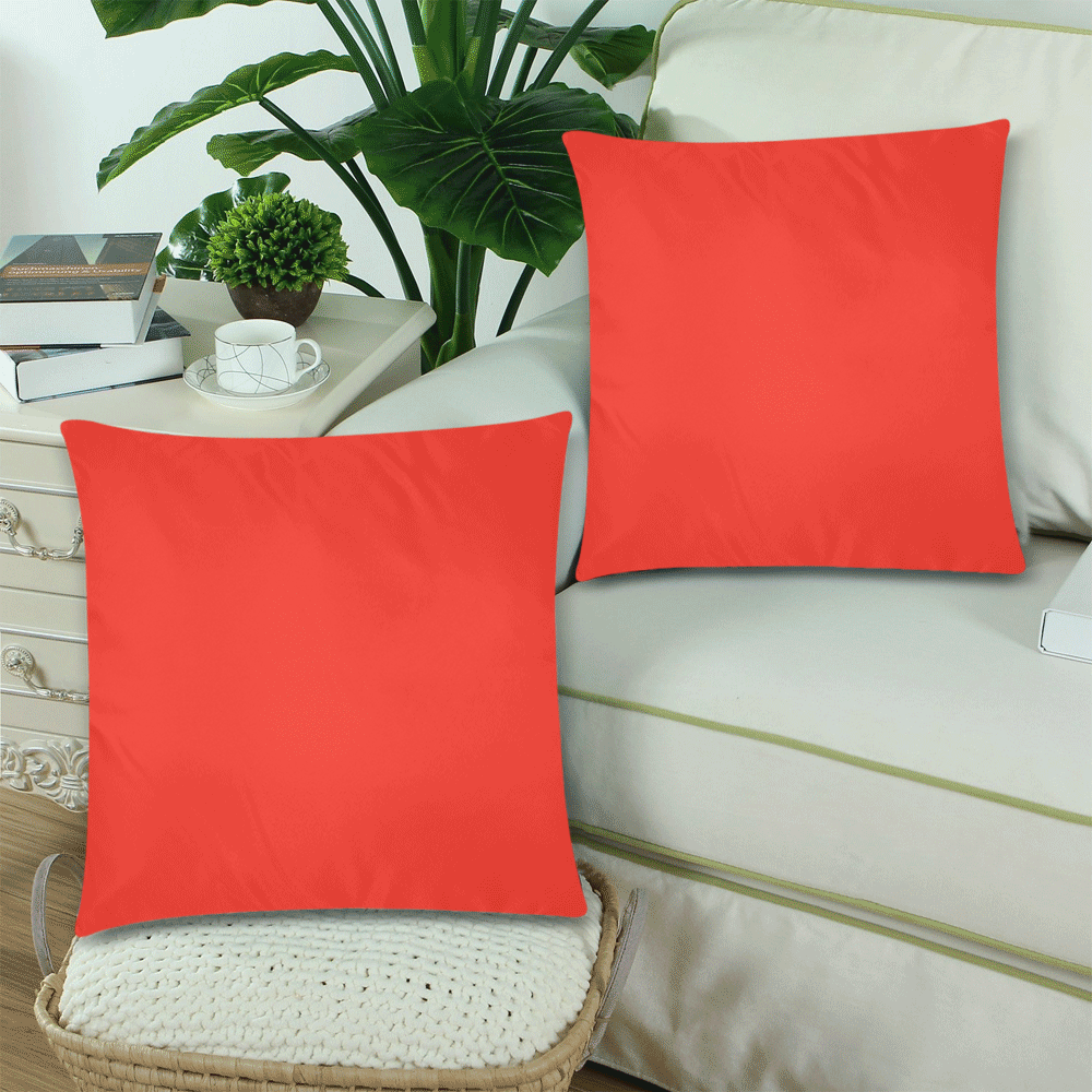 Pomegranate Solid Custom Zippered Pillow Cases 18"x 18" (Twin Sides) (Set of 2)