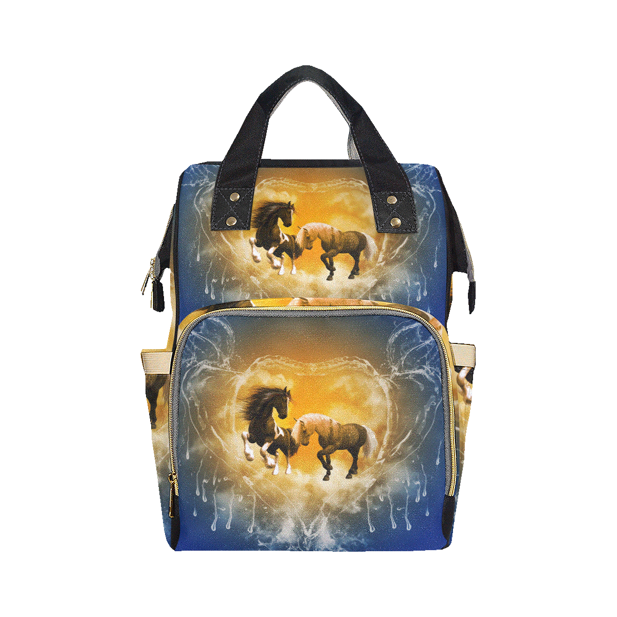 Horses with heart made of water Multi-Function Diaper Backpack/Diaper Bag (Model 1688)