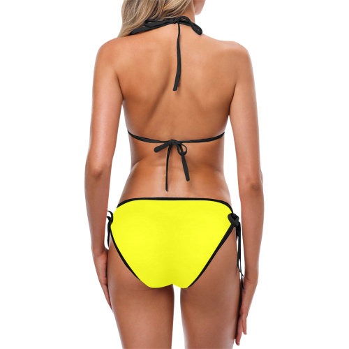 Bright Neon Yellow - Black Trim Custom Bikini Swimsuit (Model S01)
