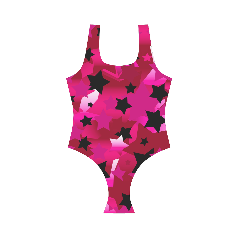 Punk Rock Stars Pink Vest One Piece Swimsuit (Model S04)