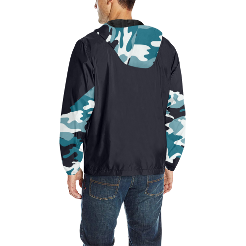 CAMO HOOD MID All Over Print Quilted Windbreaker for Men (Model H35)
