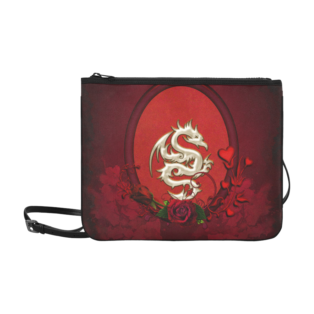 The dragon with roses Slim Clutch Bag (Model 1668)