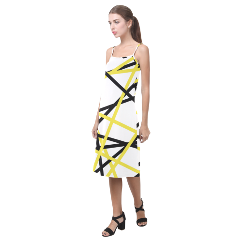 Black and yellow stripes Alcestis Slip Dress (Model D05)