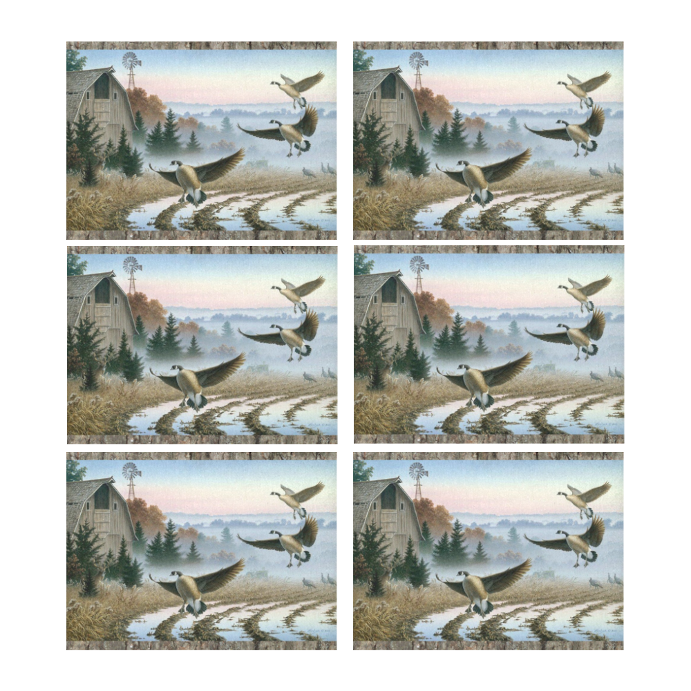 Geese In A Farm Field Placemat 14’’ x 19’’ (Set of 6)