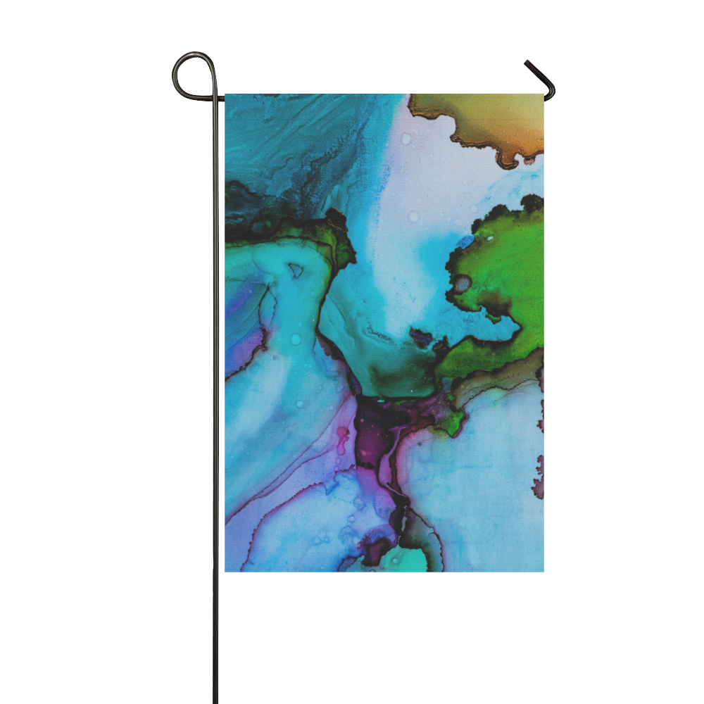 Blue green ink Garden Flag 12‘’x18‘’（Without Flagpole）