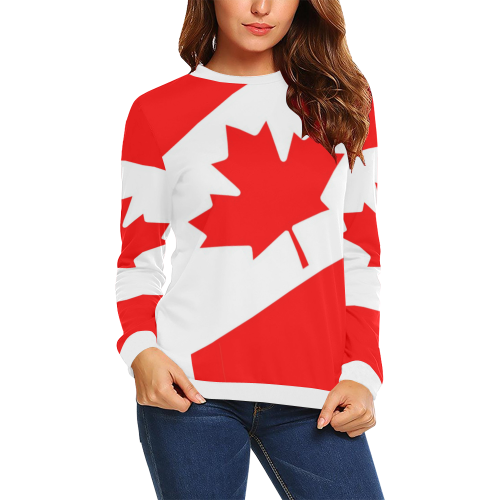 CANADA-2 All Over Print Crewneck Sweatshirt for Women (Model H18)