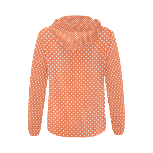 Appricot polka dots All Over Print Full Zip Hoodie for Women (Model H14)