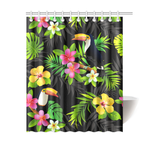 Toucans And Tropical Plants Pattern Shower Curtain 60"x72"