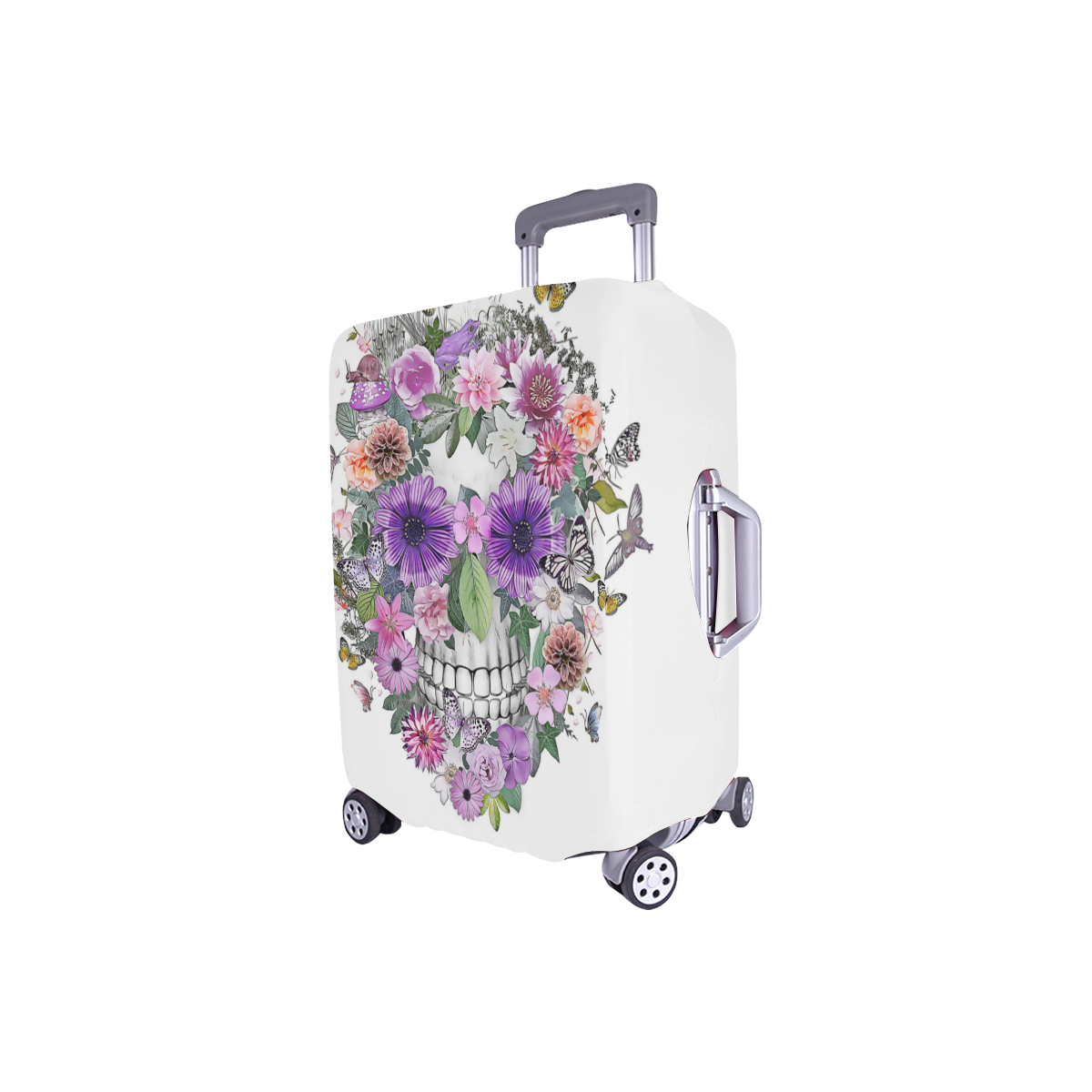 flower skull pink, orange,violett Luggage Cover/Small 18"-21"