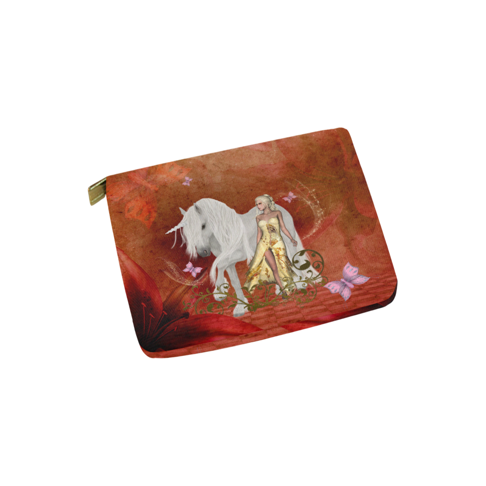 Unicorn with fairy and butterflies Carry-All Pouch 6''x5''