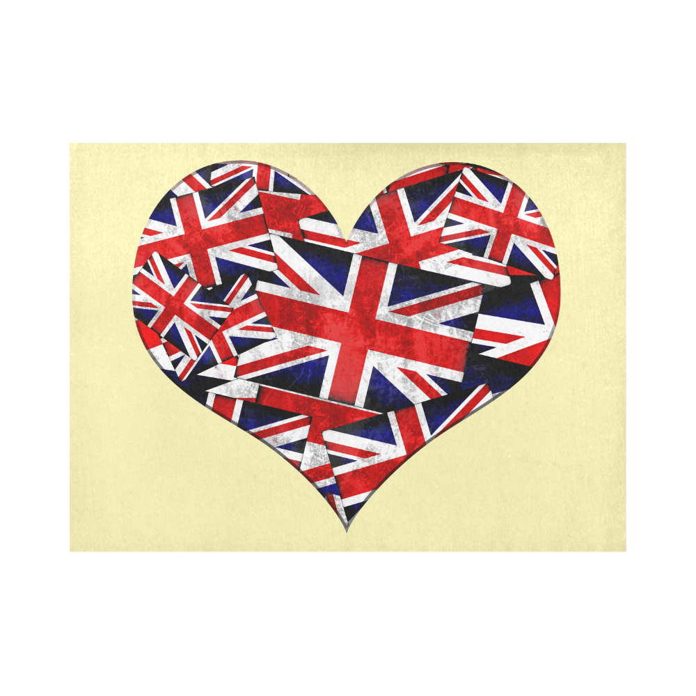 Union Jack British UK Flag Heart Yellow Placemat 14’’ x 19’’