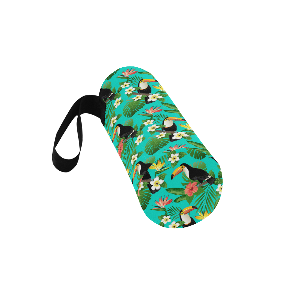 Tropical Summer Toucan Pattern Neoprene Water Bottle Pouch/Large