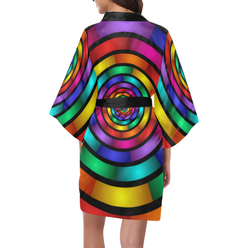 Round Psychedelic Colorful Modern Fractal Art Graphic Kimono Robe