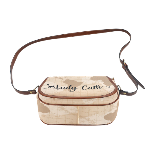 Lady Cath Logo World Map Saddle Bag/Small (Model 1649) Full Customization