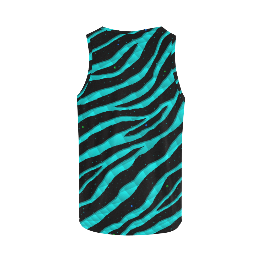 Ripped SpaceTime Stripes - Cyan All Over Print Tank Top for Men (Model T43)