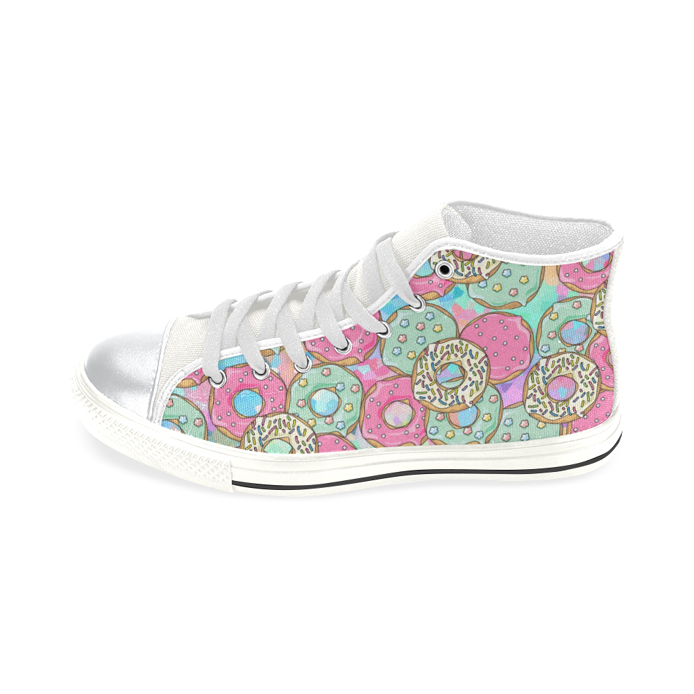 Doughnut (Donut) Pattern High Top Canvas Women's Shoes/Large Size (Model 017)
