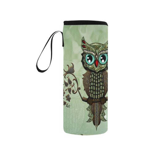 Wonderful owl, diamonds Neoprene Water Bottle Pouch/Medium