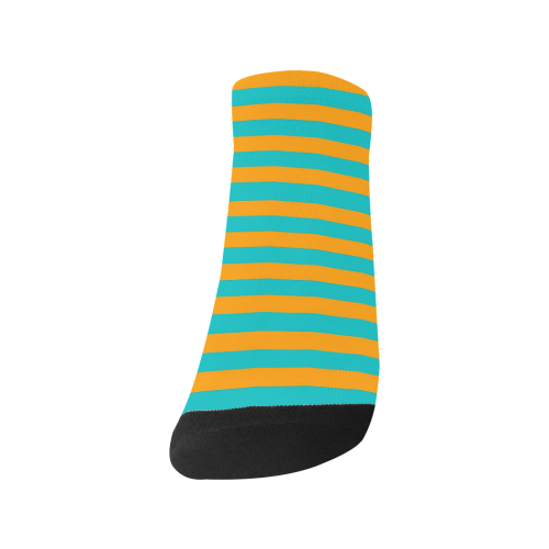 Orange Aqua Stripes Men's Ankle Socks