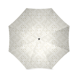 White 3D Geometric Pattern Foldable Umbrella (Model U01)