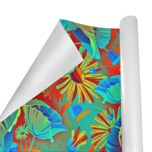 bright tropical floral Gift Wrapping Paper 58"x 23" (1 Roll)