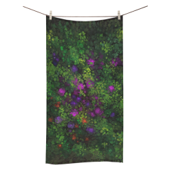 Wild Rose Garden, Oil painting. Red, purple, green Bath Towel 30"x56"