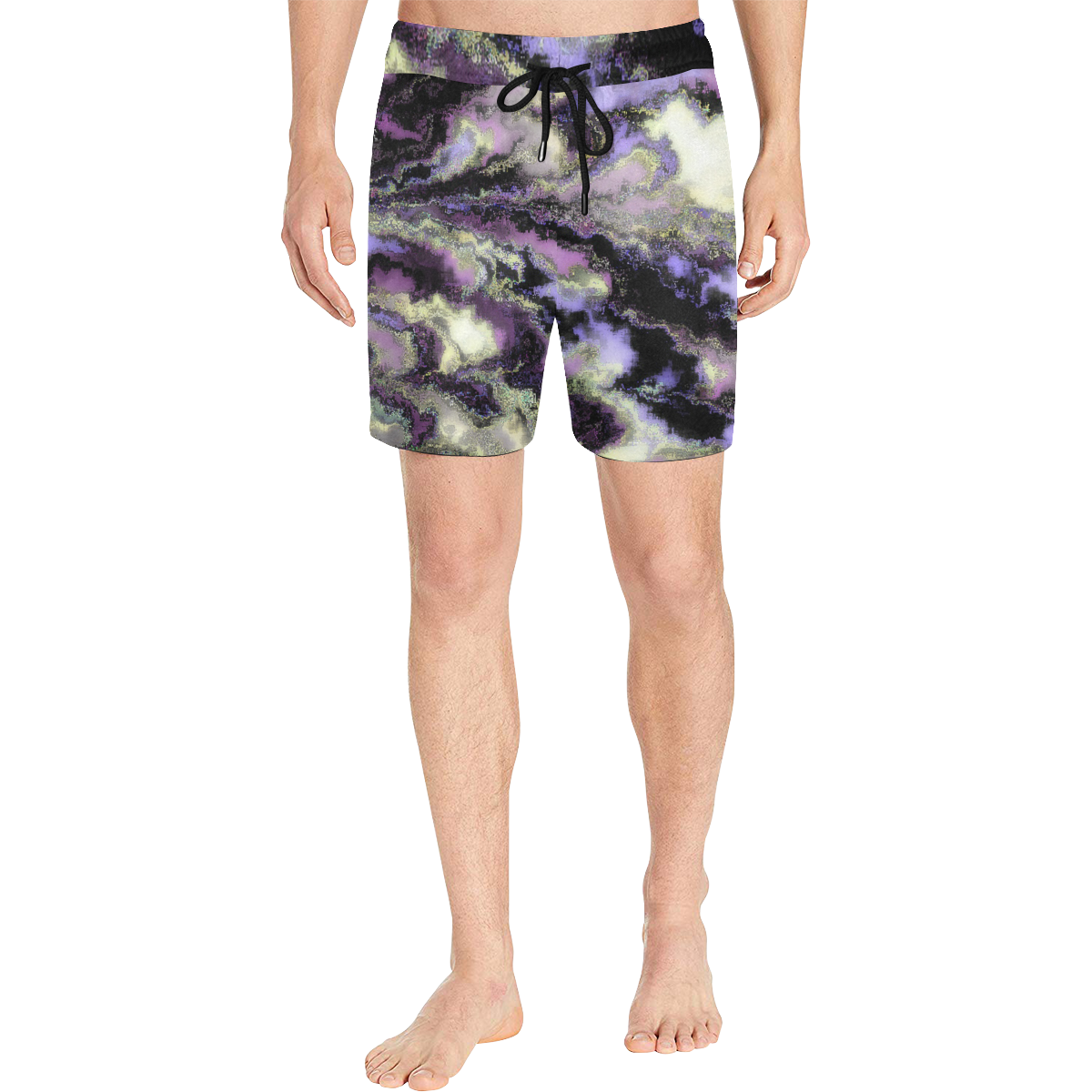 Purple marble Men's Mid-Length Swim Shorts (Model L39)