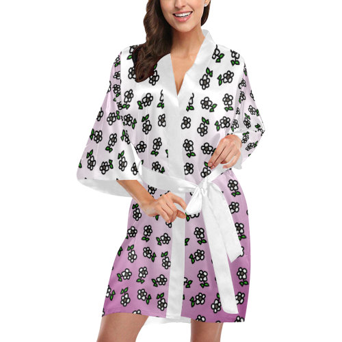 magenta gradient flower Kimono Robe