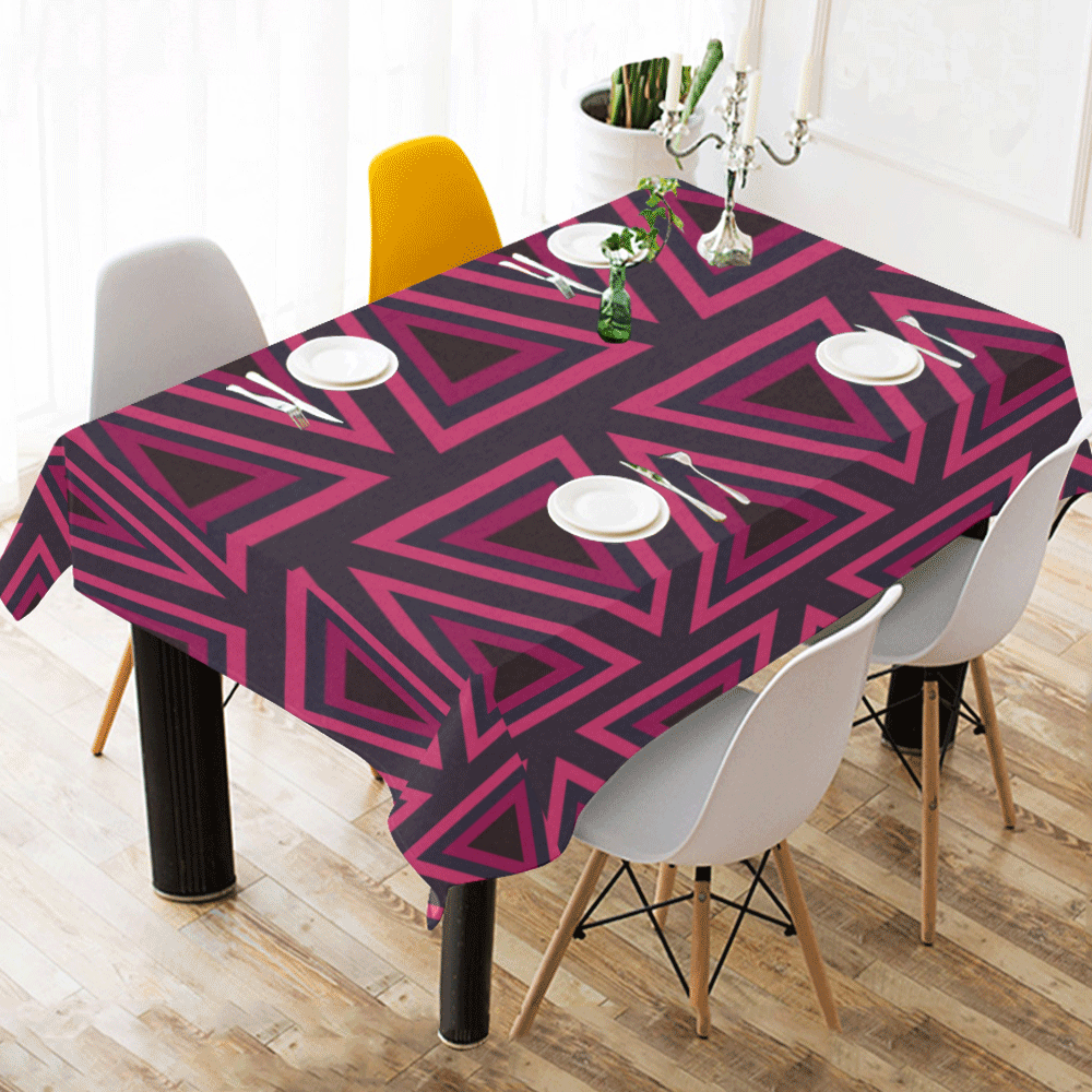 Tribal Ethnic Triangles Cotton Linen Tablecloth 60" x 90"