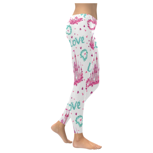 mickeylovepinklegging Women's Low Rise Leggings (Invisible Stitch) (Model L05)