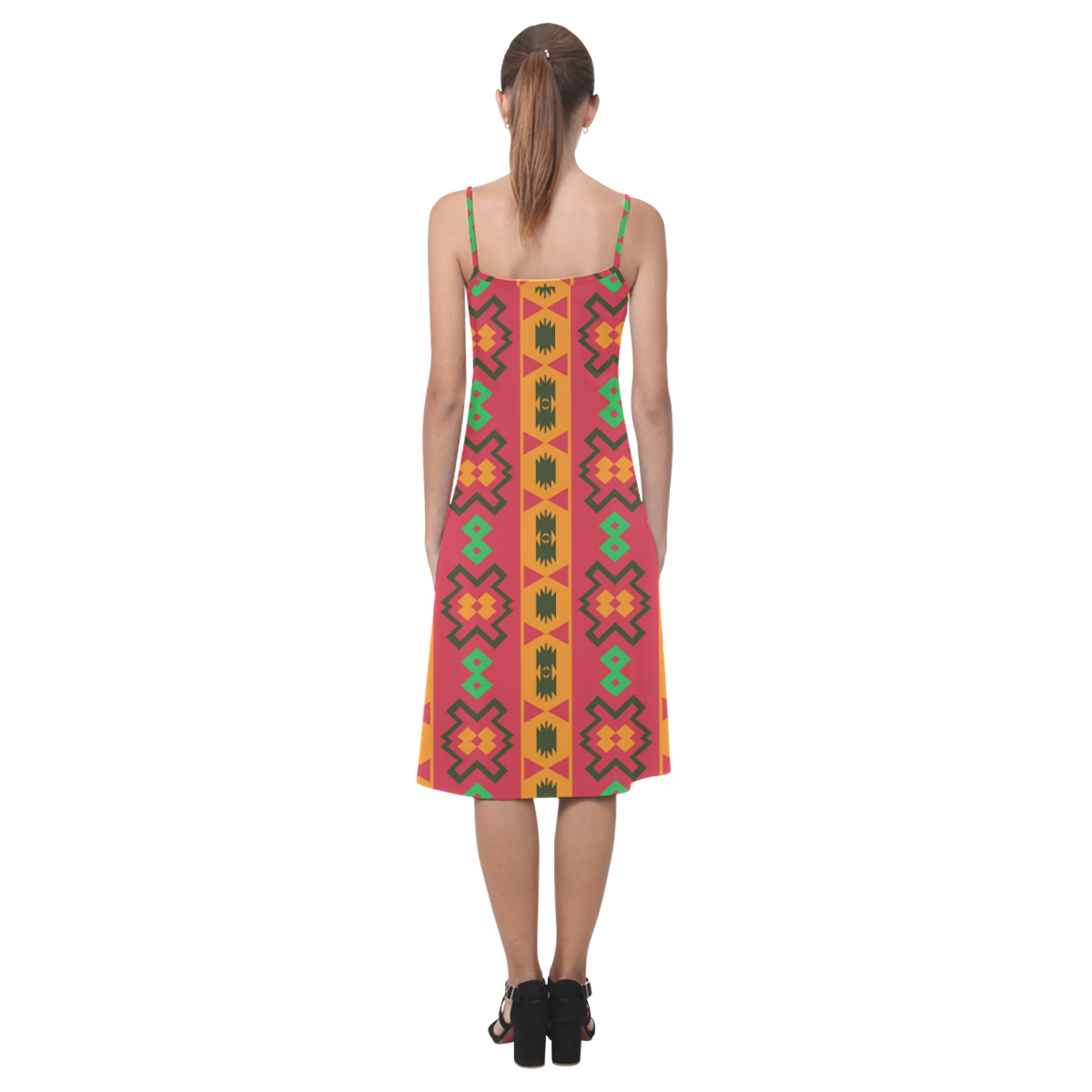 Tribal shapes in retro colors (2) Alcestis Slip Dress (Model D05)