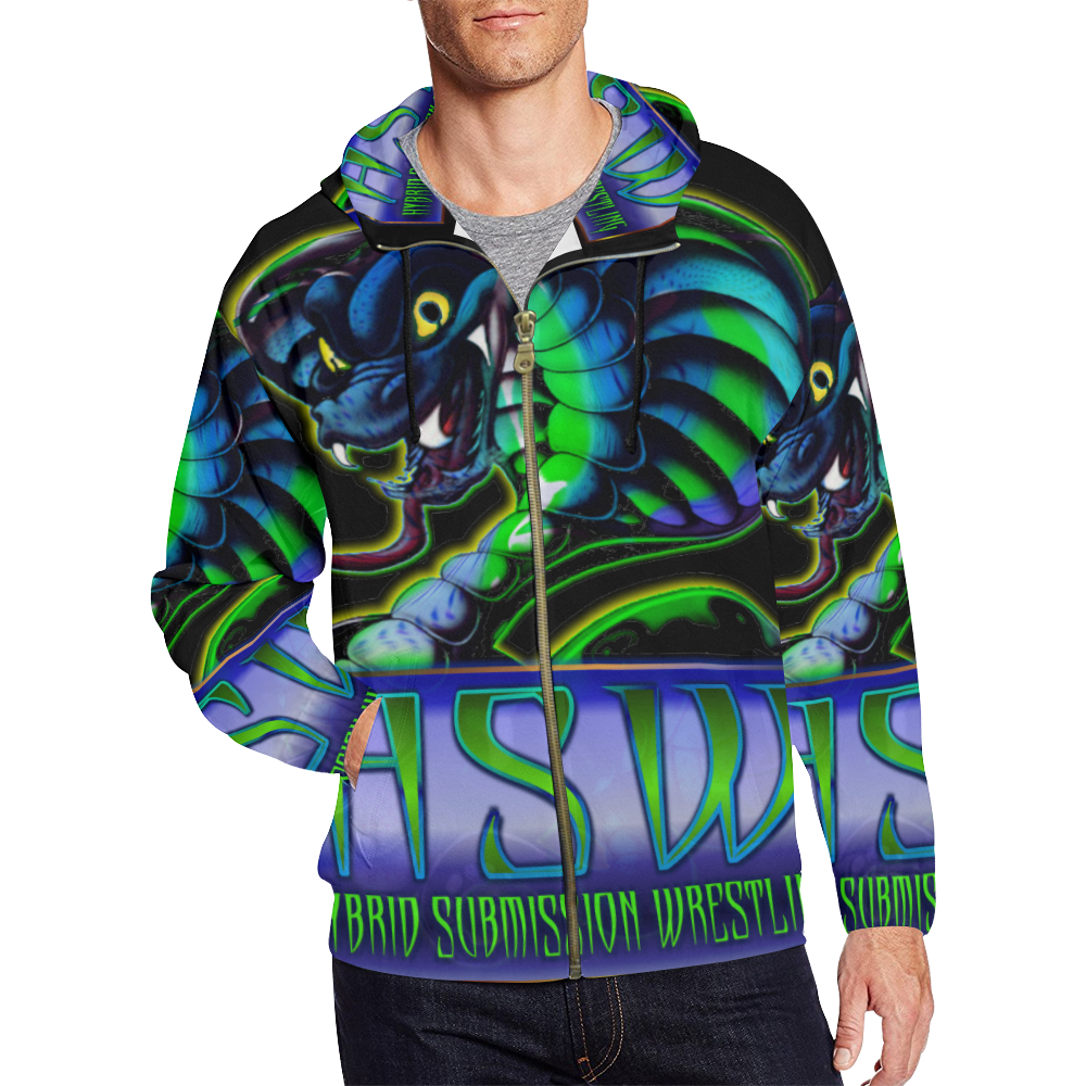 HSW - Hybrid Submission Wrestling By TheONE Savior @ ImpossABLE Endeavors All Over Print Full Zip Hoodie for Men (Model H14)