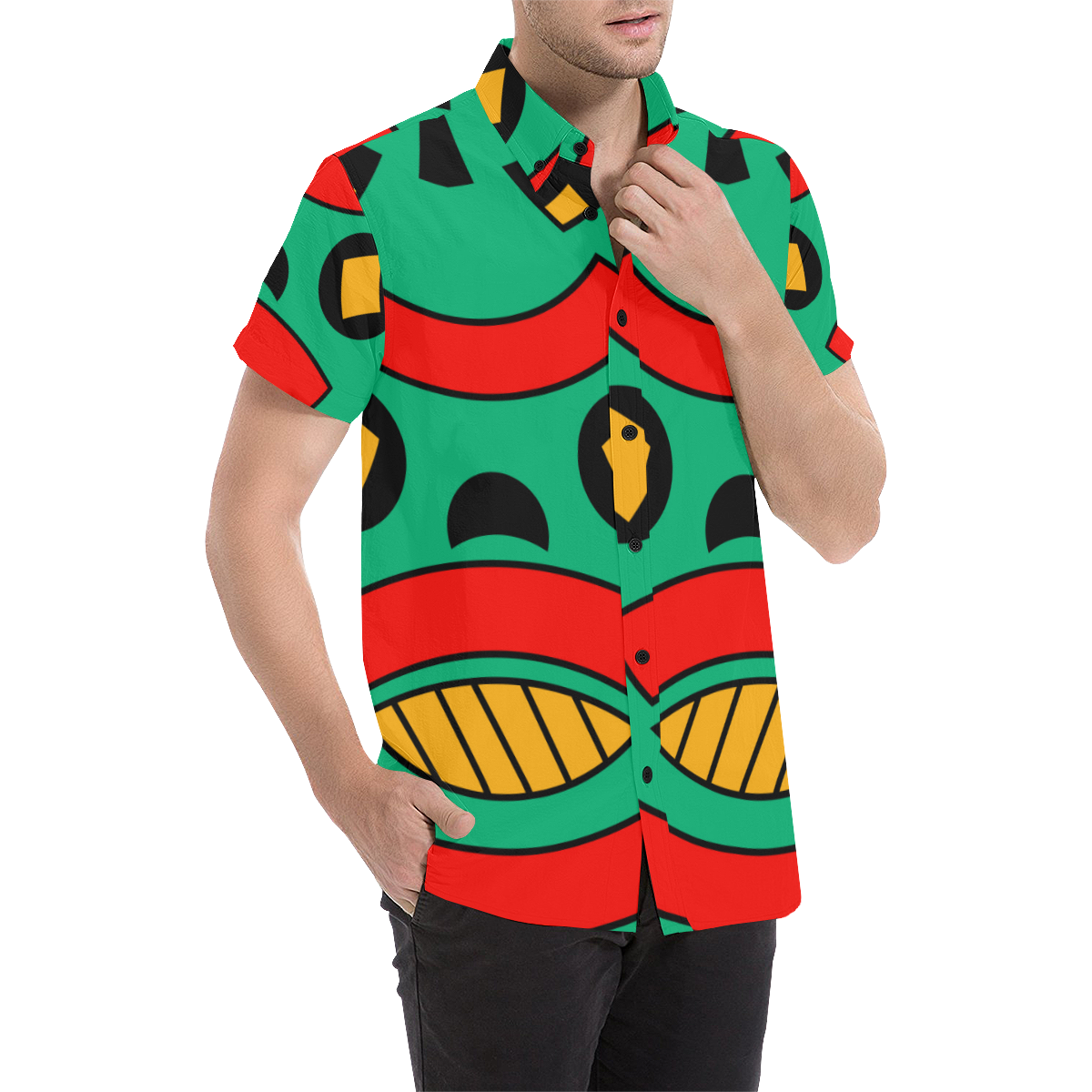 African Scary Tribal Men's All Over Print Short Sleeve Shirt/Large Size (Model T53)