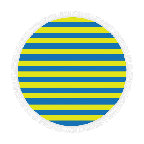 Yellow Blue Stripes Circular Beach Shawl 59"x 59"