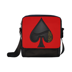 Spade Symbol Las Vegas Casino Poker Card Shape on Red Crossbody Nylon Bags (Model 1633)