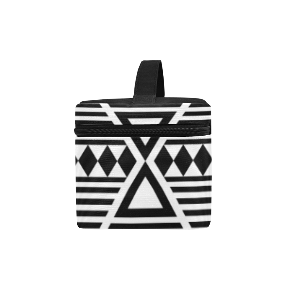 Black Aztec Tribal Cosmetic Bag/Large (Model 1658)