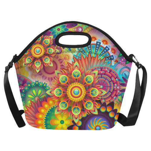 Colorful Abstract Neoprene Lunch Bag/Large (Model 1669)