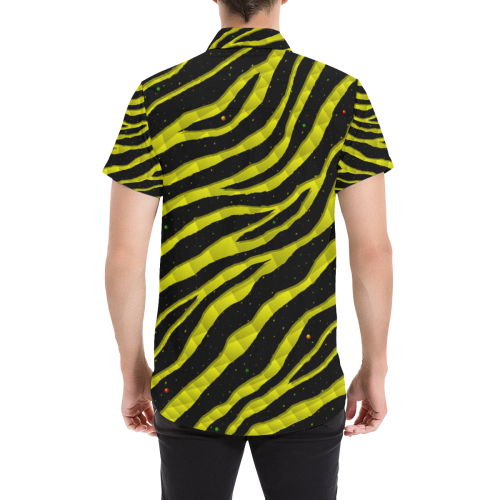 Ripped SpaceTime Stripes - Yellow Men's All Over Print Short Sleeve Shirt (Model T53)