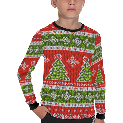 Christmas Knit Kids' All Over Print Long Sleeve T-shirt (Model T51)