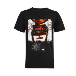 Zombie Party Spider Halloween  Black Men's V-Neck T-shirt  Big Size(USA Size) (Model T10)