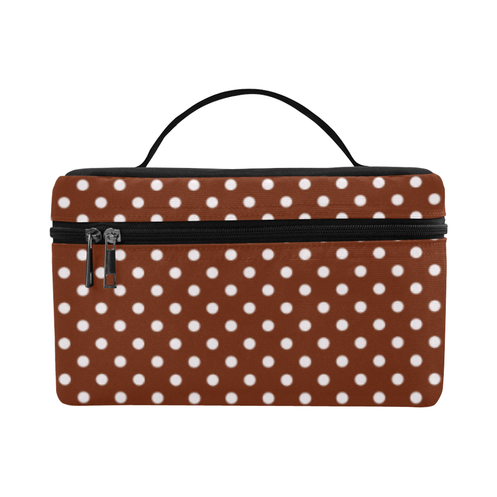Brown polka dots Cosmetic Bag/Large (Model 1658)