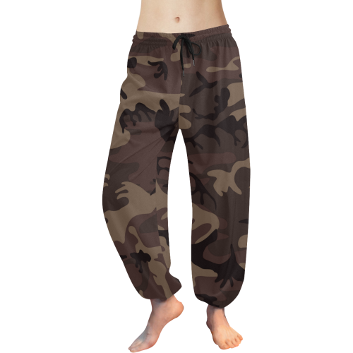 Camo Red Brown Women's All Over Print Harem Pants (Model L18)