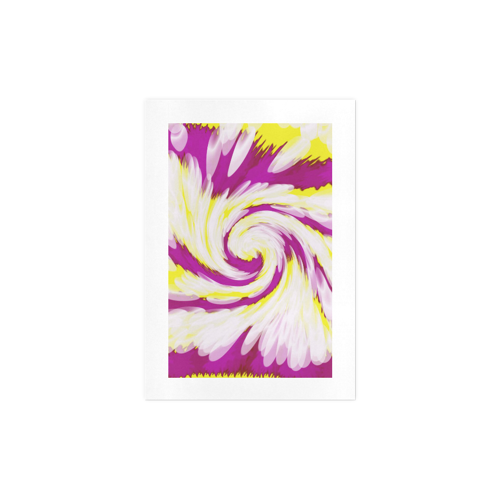 Pink Yellow Tie Dye Swirl Abstract Art Print 7‘’x10‘’