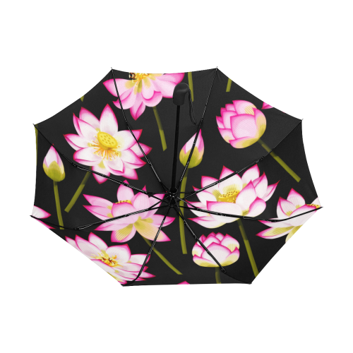 Pink Lotus Anti-UV Auto-Foldable Umbrella (Underside Printing) (U06)