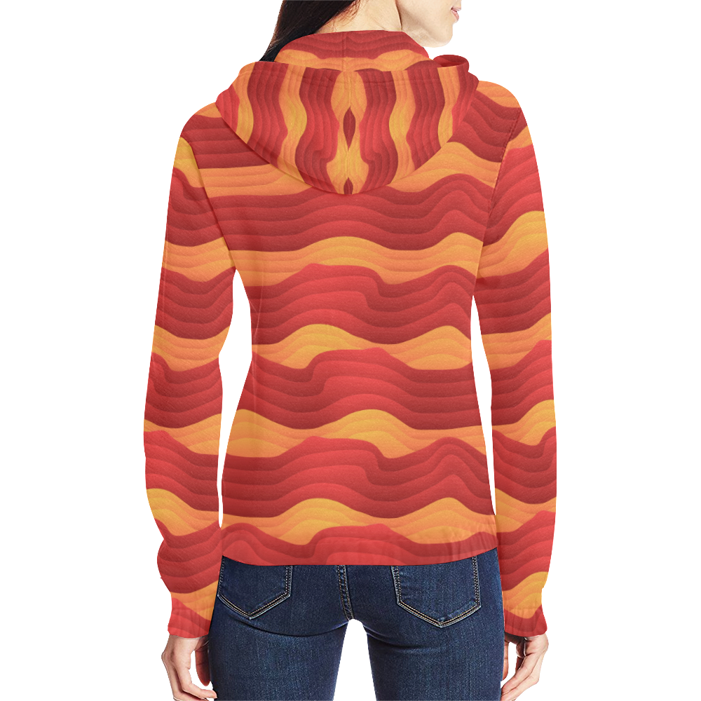 Bacon All Over Print Full Zip Hoodie for Women (Model H14)