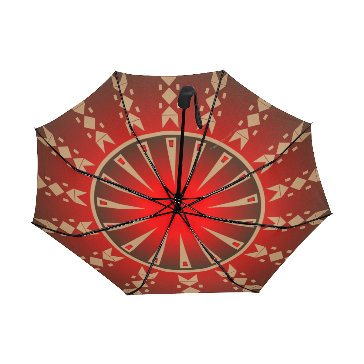 Wacipi Red Anti-UV Auto-Foldable Umbrella (Underside Printing) (U06)